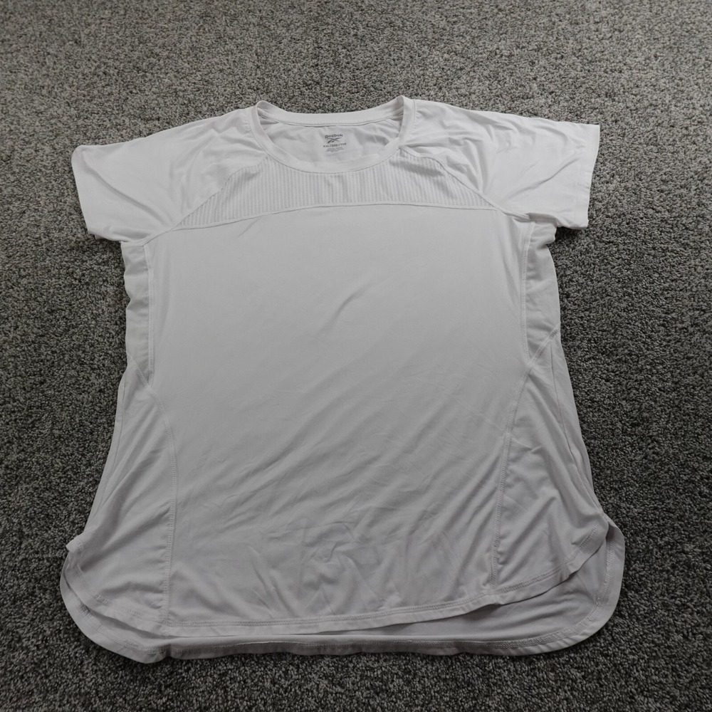 Reebok Shirt Womens 2XL White Performance Workout Running Gym Athletic Active